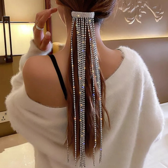 🎀Long Rhinestone Tassel Hair Accessory - Picture 3 of 5